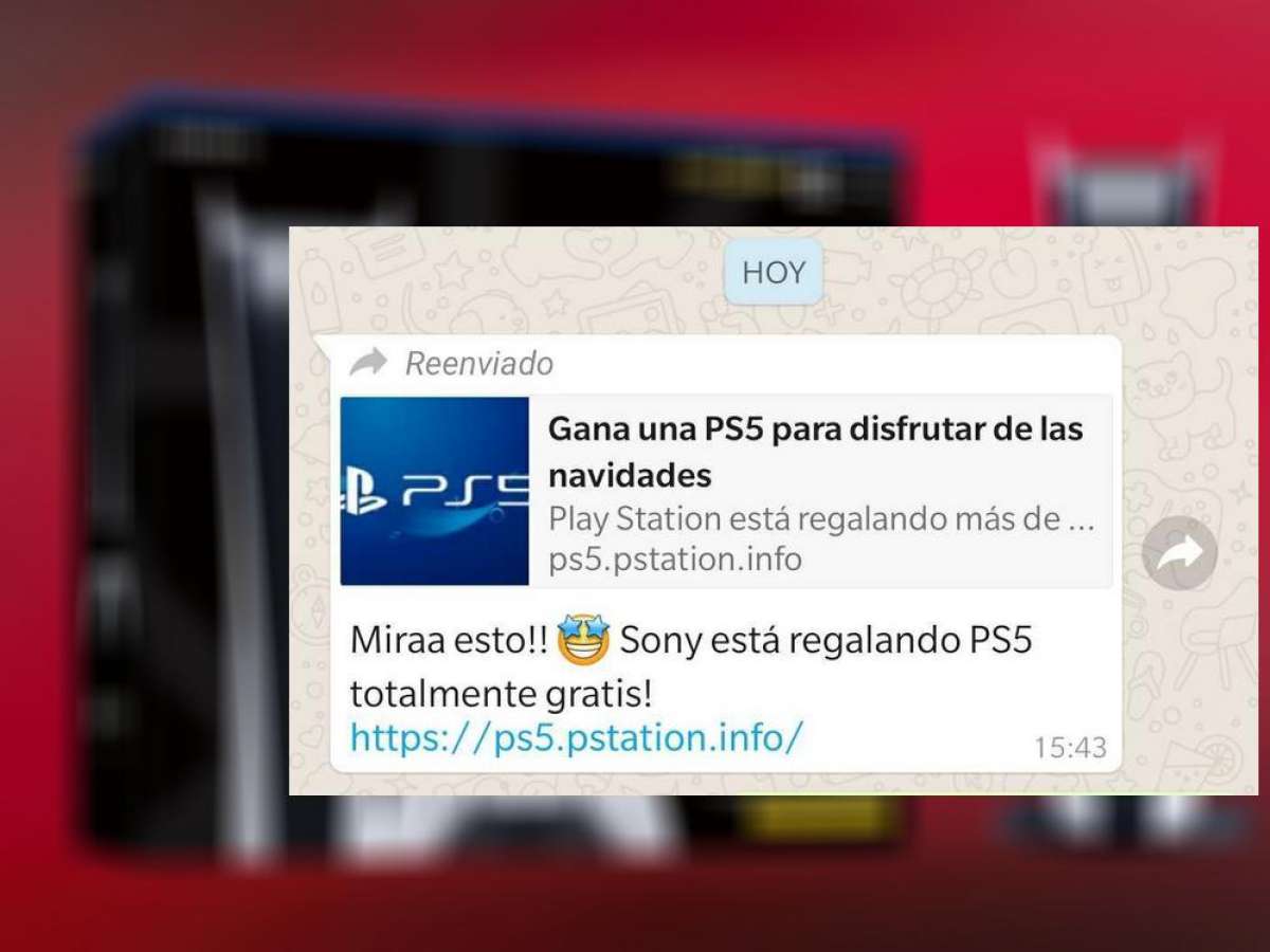 Cuidado con este mensaje de WhatsApp que afirma que Sony está regalando PS5, es una estafa